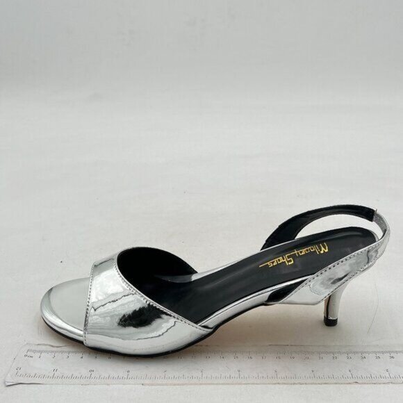 Milooey shoes Women Comfy Slingback Kitten Low Heels Elegant Peep Toe  Silver - Picture 2 of 7